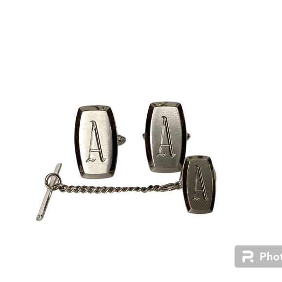 Boutons De Manchette Vintage Argentés – Lettre R Initiale, Style Rétro !